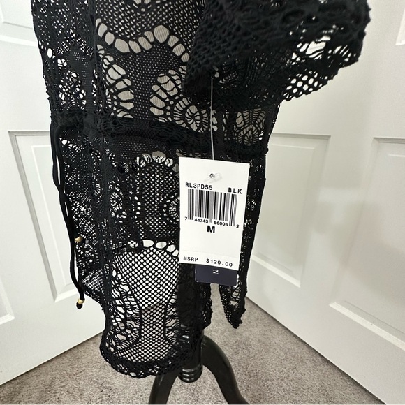 NWT! Ralph Lauren Sheer Swimsuit Cover up Black Lace M Bathing Coverup - Picture 6 of 9